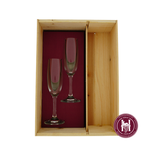 1-Vaks geschenk kist met schuifdeksel en 2 champagne glazen